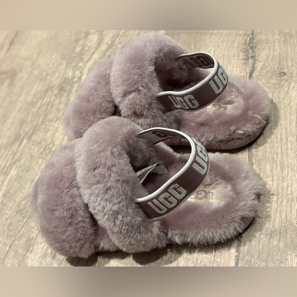 Ugg Slippers Toddler Girls Fuzzy Oh Yeah Purple Size 10